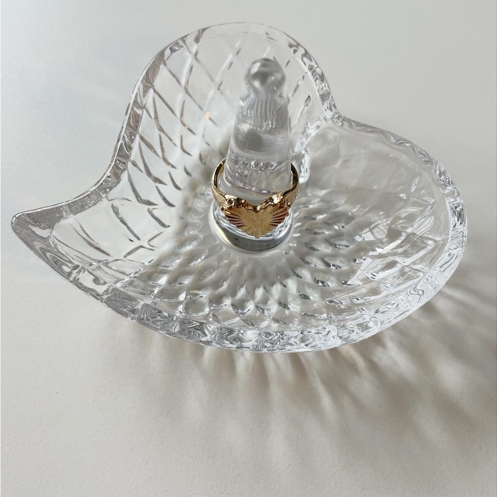 Vintage Clear Glass Heart Ring Holder